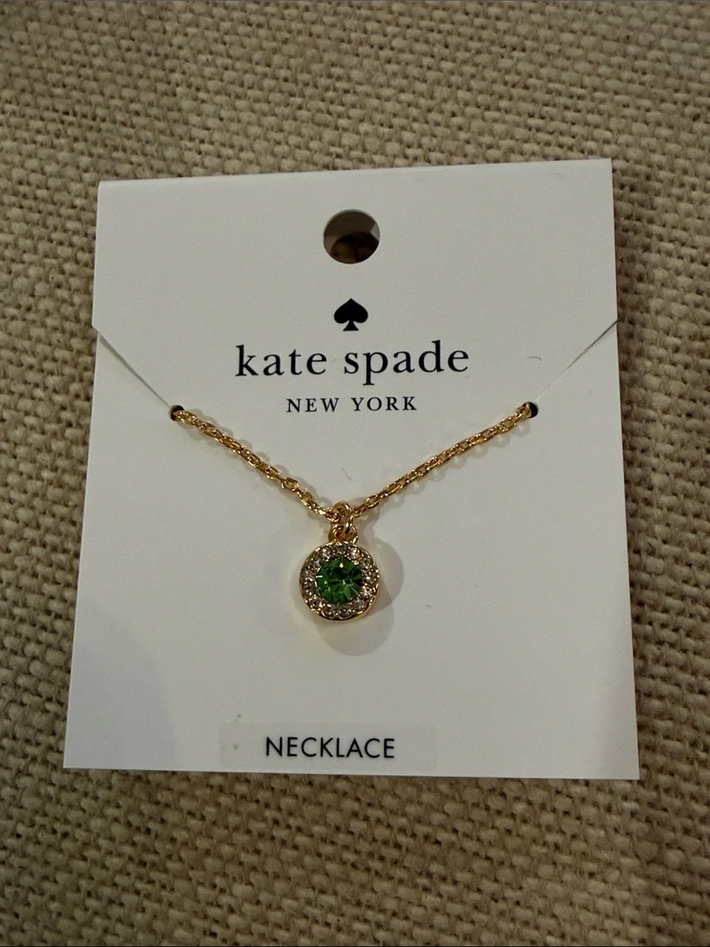 kate spade Peridot Green You're A Gem Pave Halo Pendant/NWT